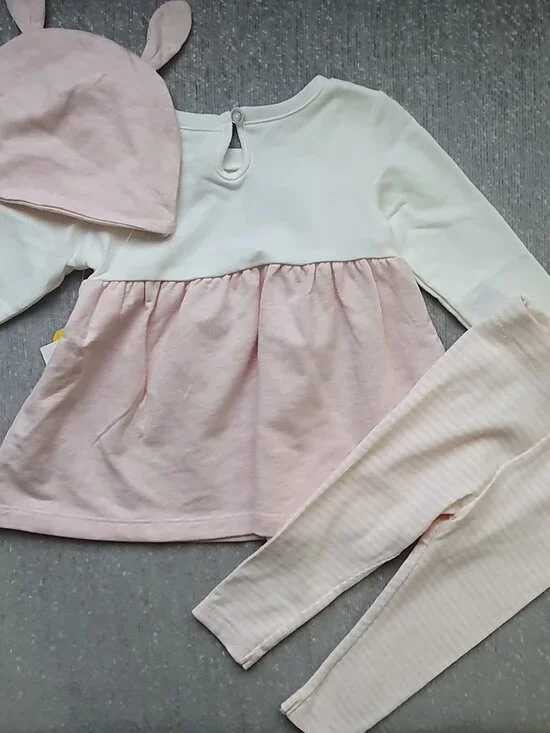 George Baby Girls' 3-Piece Bunny Outfit Set Size 6-12 Months - Picture 2 of 4